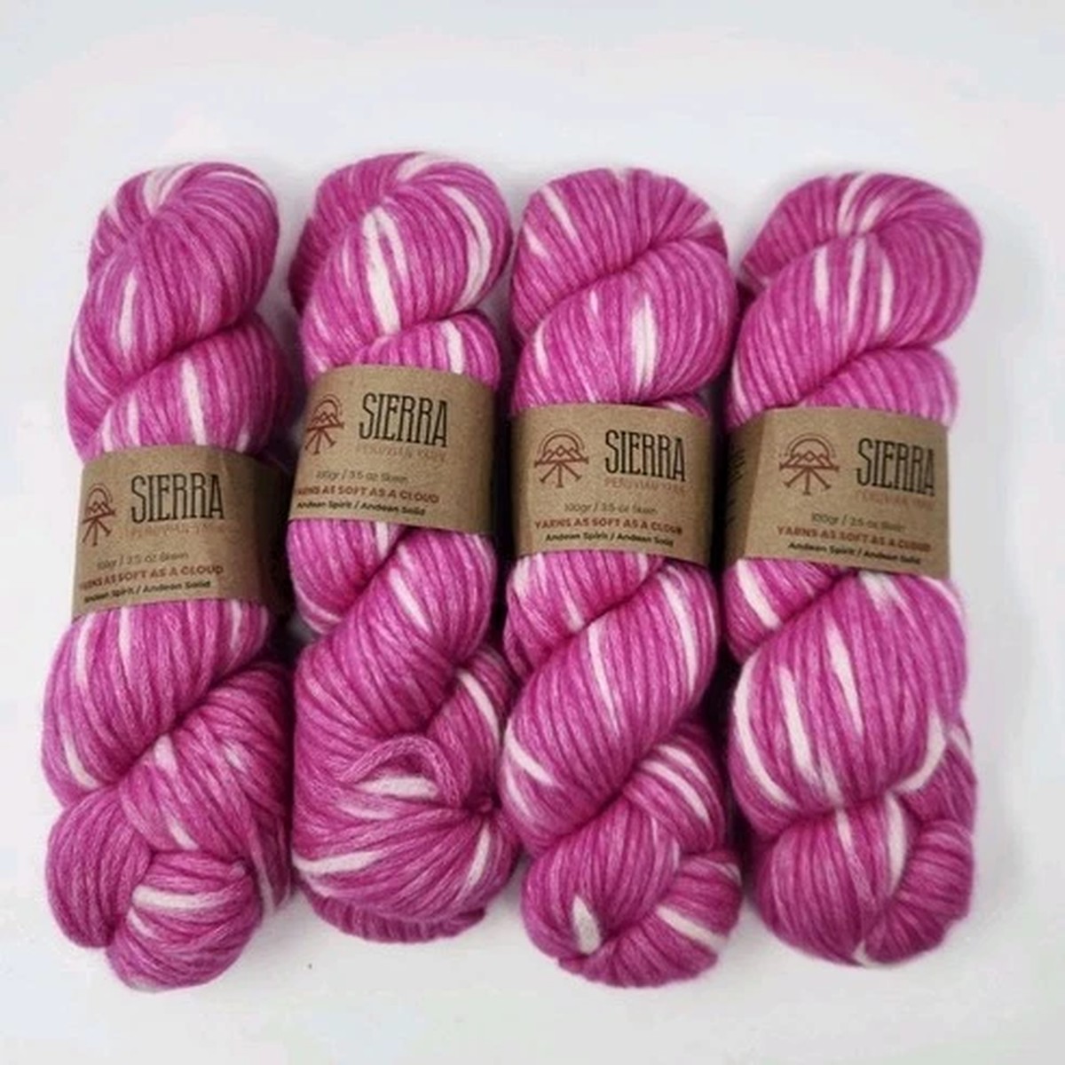 Sierra Peruvian Yarn Skein Lot 100g Pink Ivory Andean Spirit Alpaca Cotton