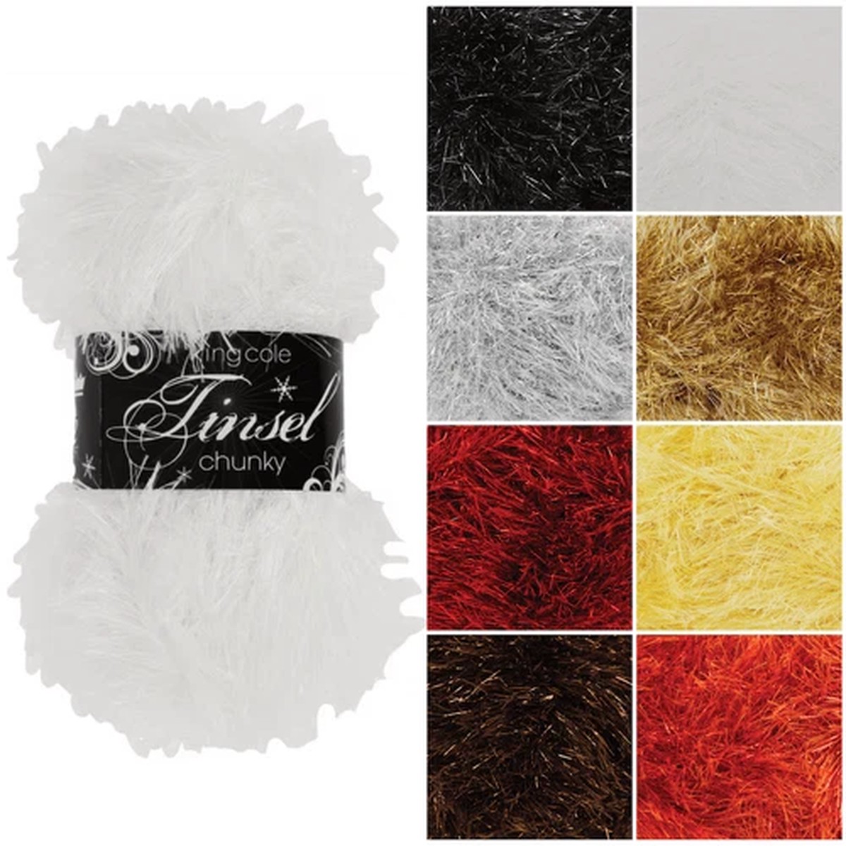 TINSEL CHUNKY Knitting Yarn by King Cole * Eyelash Wool * Various Colours * 50g