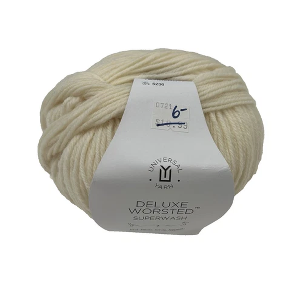 UNIVERSAL YARN Deluxe Worsted Superwash 100% Wool Color 728 Pulp Ivory 218 Yards