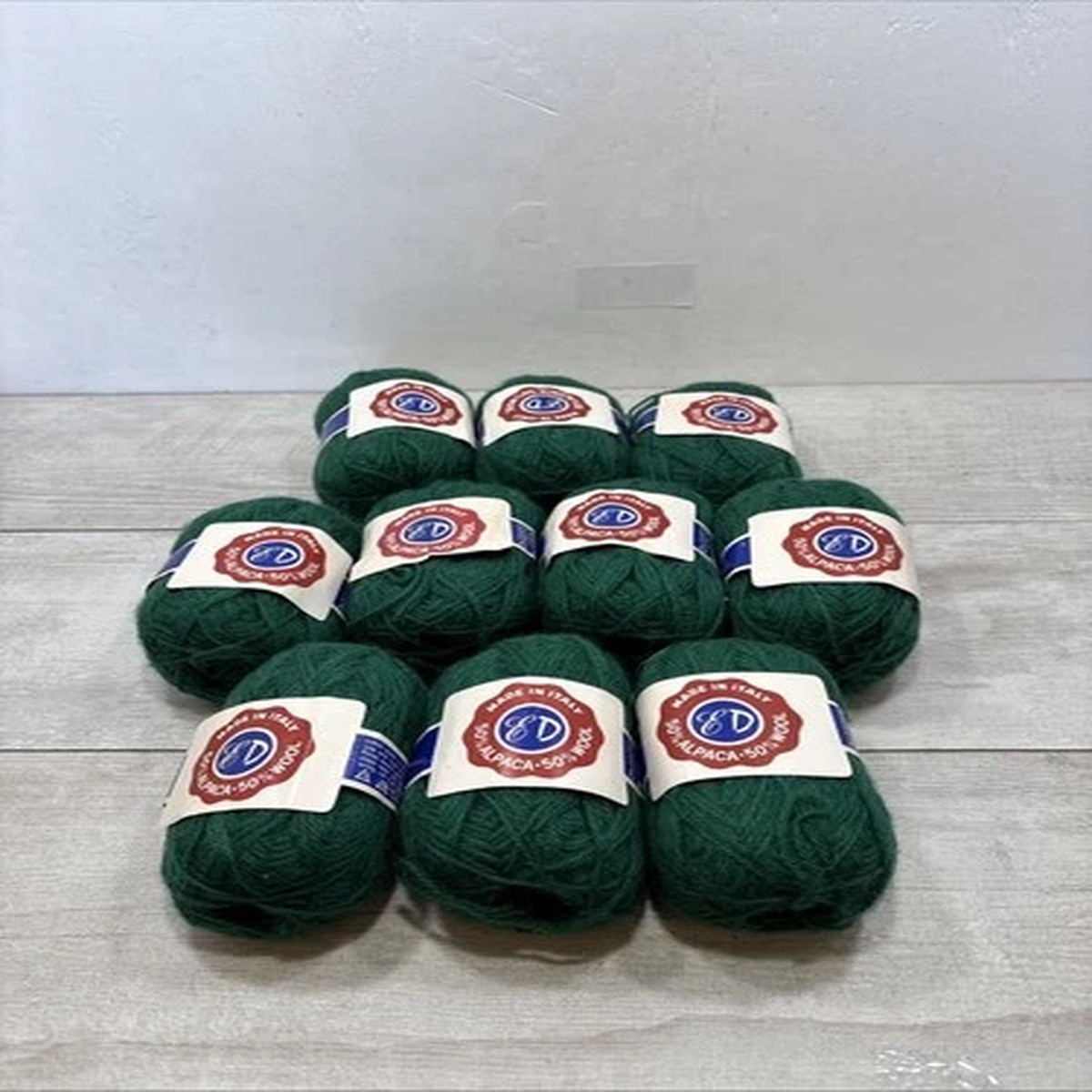 Vintage ED Made in Italy Yarn Lot 10 Skeins Alpaca Wool Blend Hunter Green