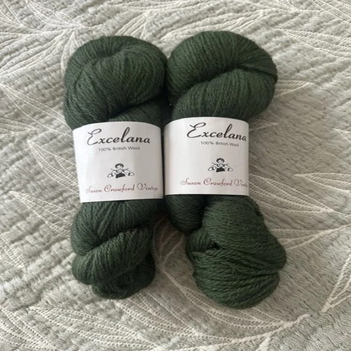 Susan Crawford Vintage Excelana 4 Ply Yarn - Land Army Green (2 Skeins)