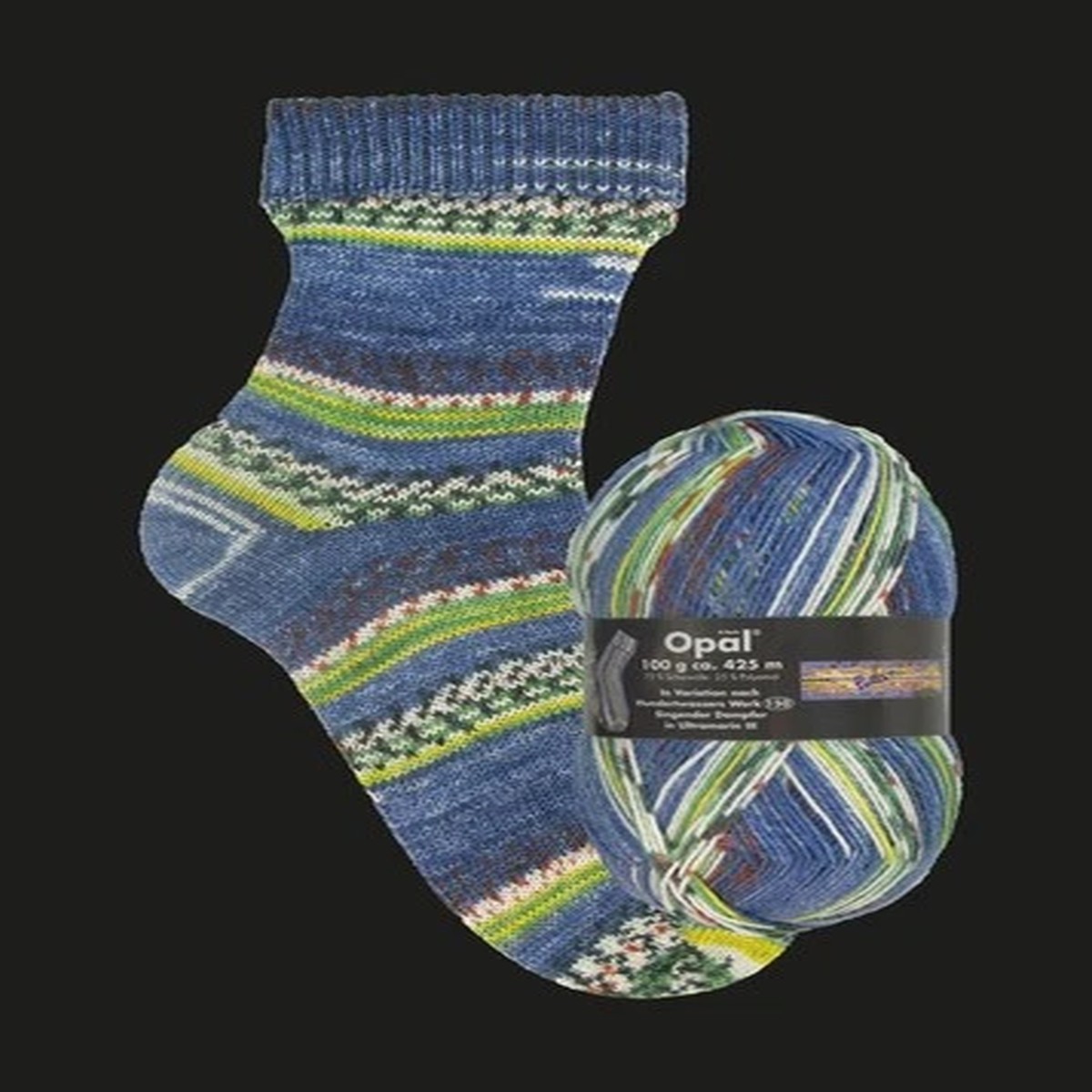 Opal Sock Yarn Hundertwasser, Fingering Wool Nylon Blend Seattle Seahawks like
