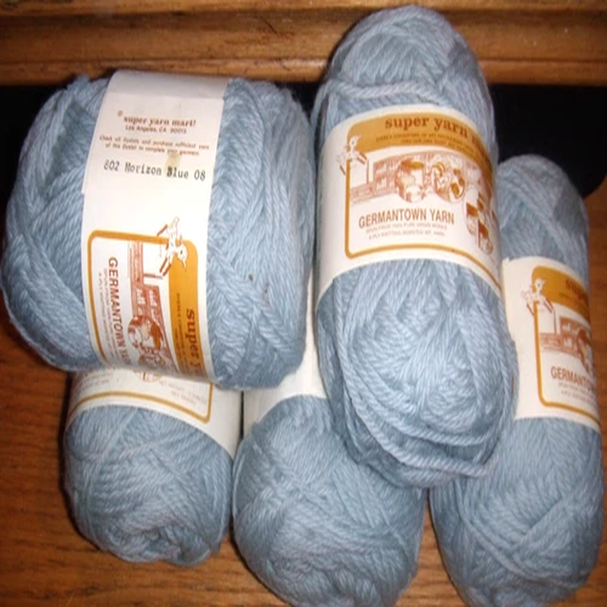 5 GERMAN TOWN HORIZON BLUE 100% VIRGIN WOOL EMBROIDERY CHROCHET 11 OZ FREE SHIP