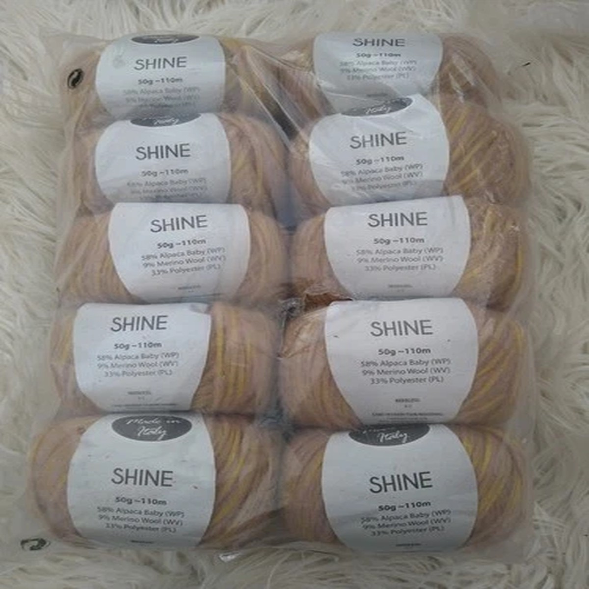 500G SHINE - 58% baby alpaca & merino wool PEACH GOLD Knitting Yarn - 4mm DK