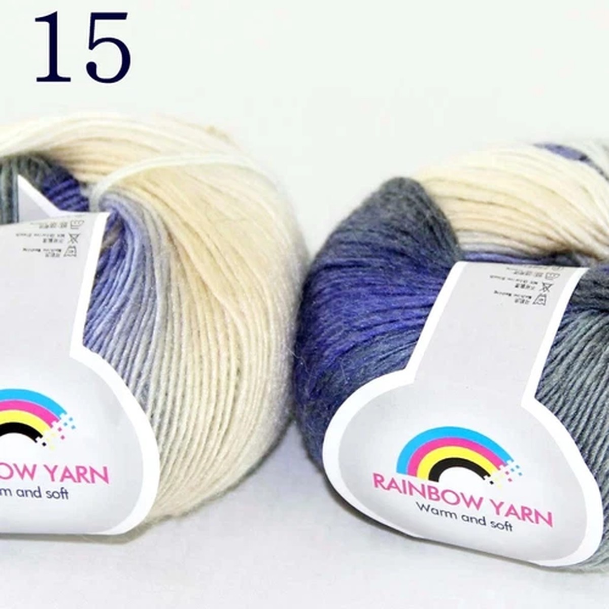 Sale 2Ballsx50gr Colorful Rainbow Rug Shawl Cashmere Wool Hand Crochet Yarn 15