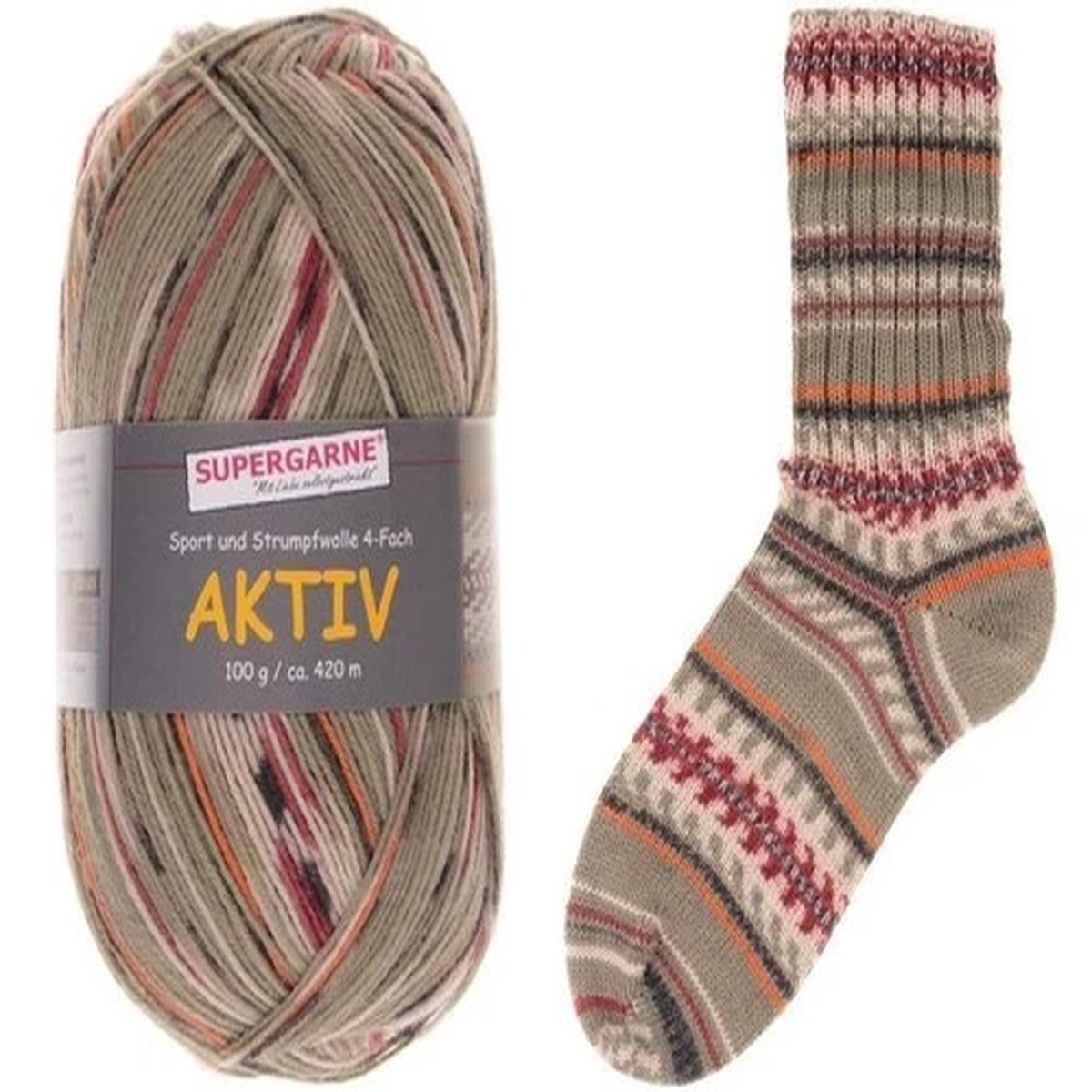 Supergarne Aktiv Sock yarn 4-ply superwash 100g/459yd NORWAY #3154 hagen