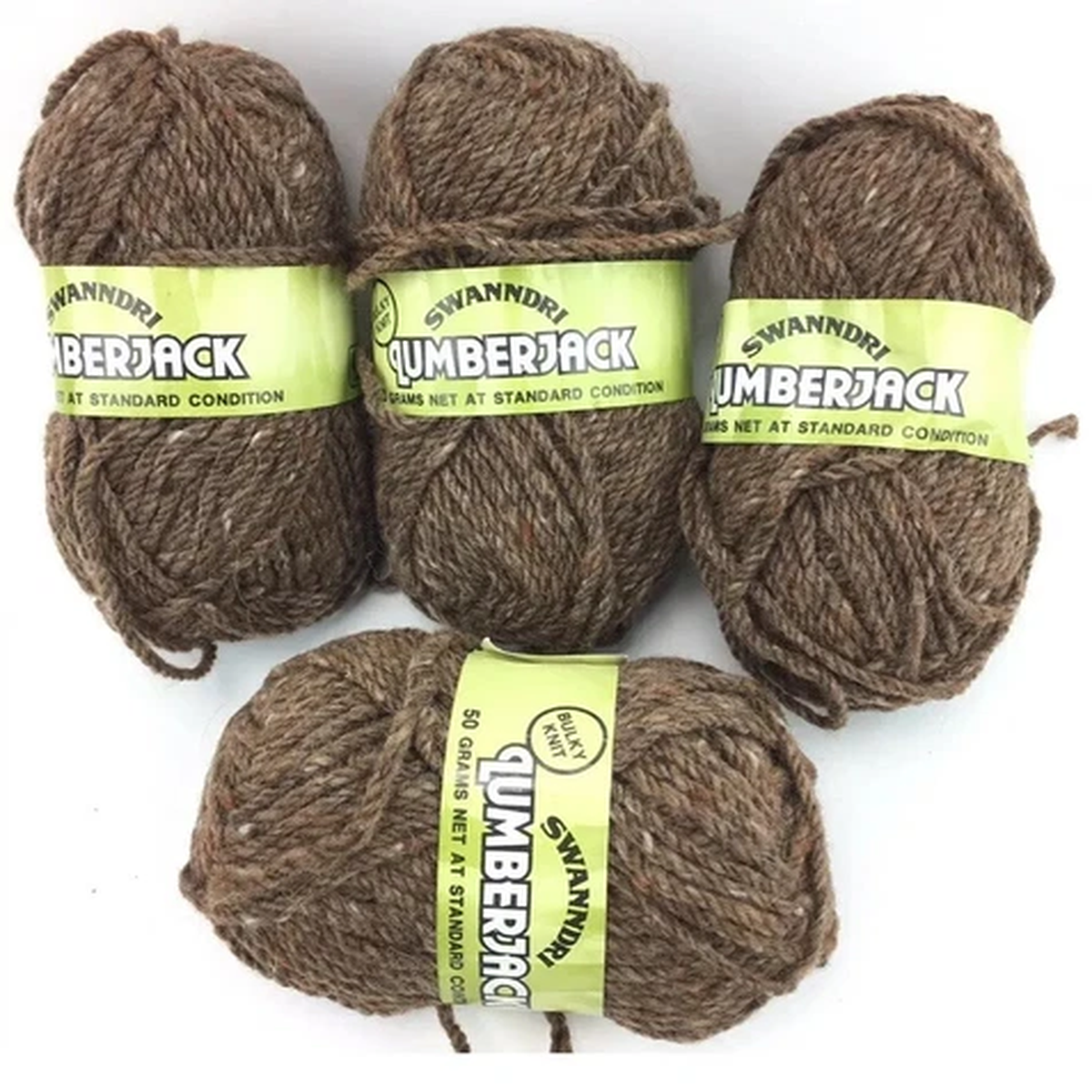 Swanndri Lumberjack Wool Yarn 4 X 50 Grams Ea Brown Skeins Knit New Zealand NEW