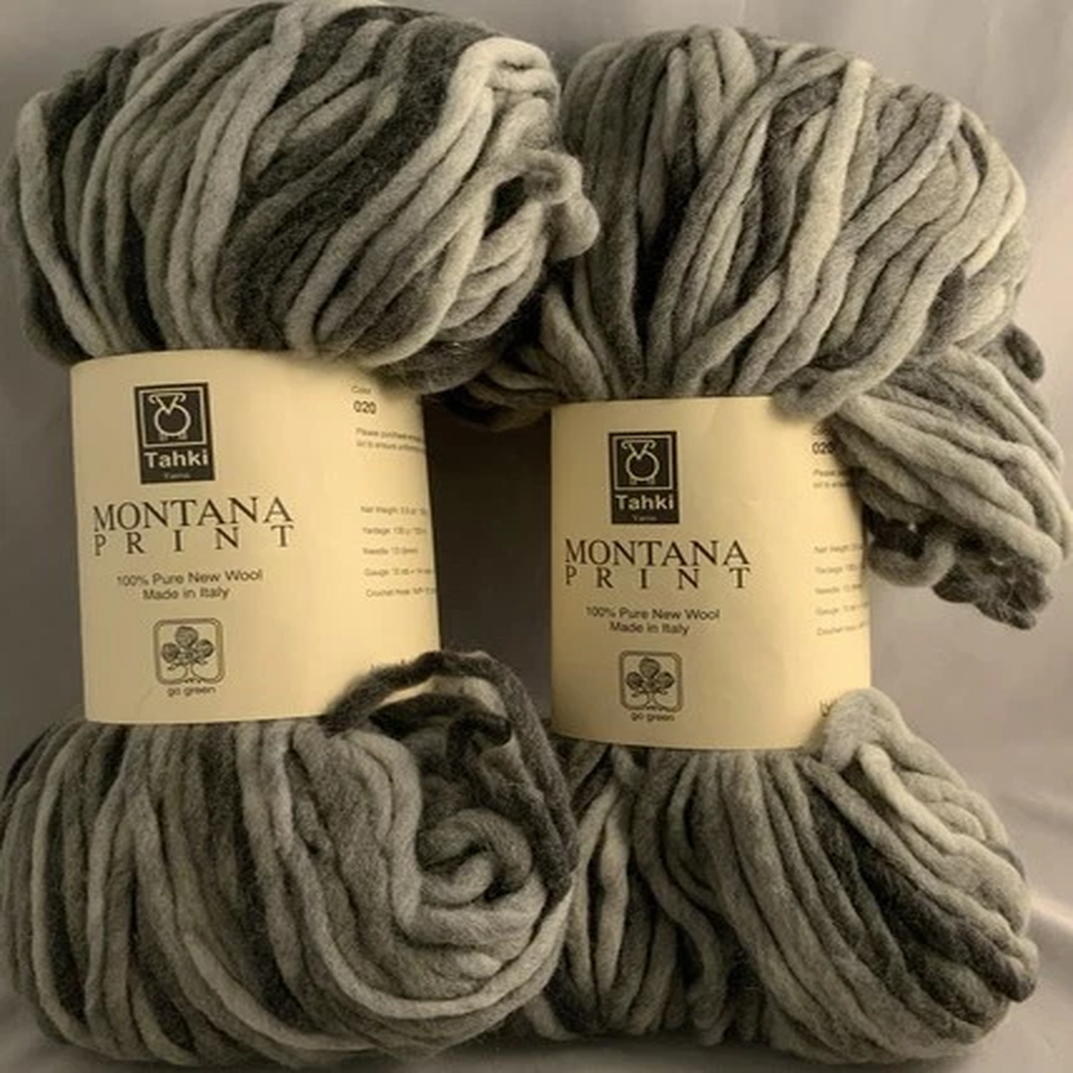 Tahki MONTANA PRINT 100% Pure New Wool Yarn 3.5oz 100g 130yds Ea Color 20 Italy