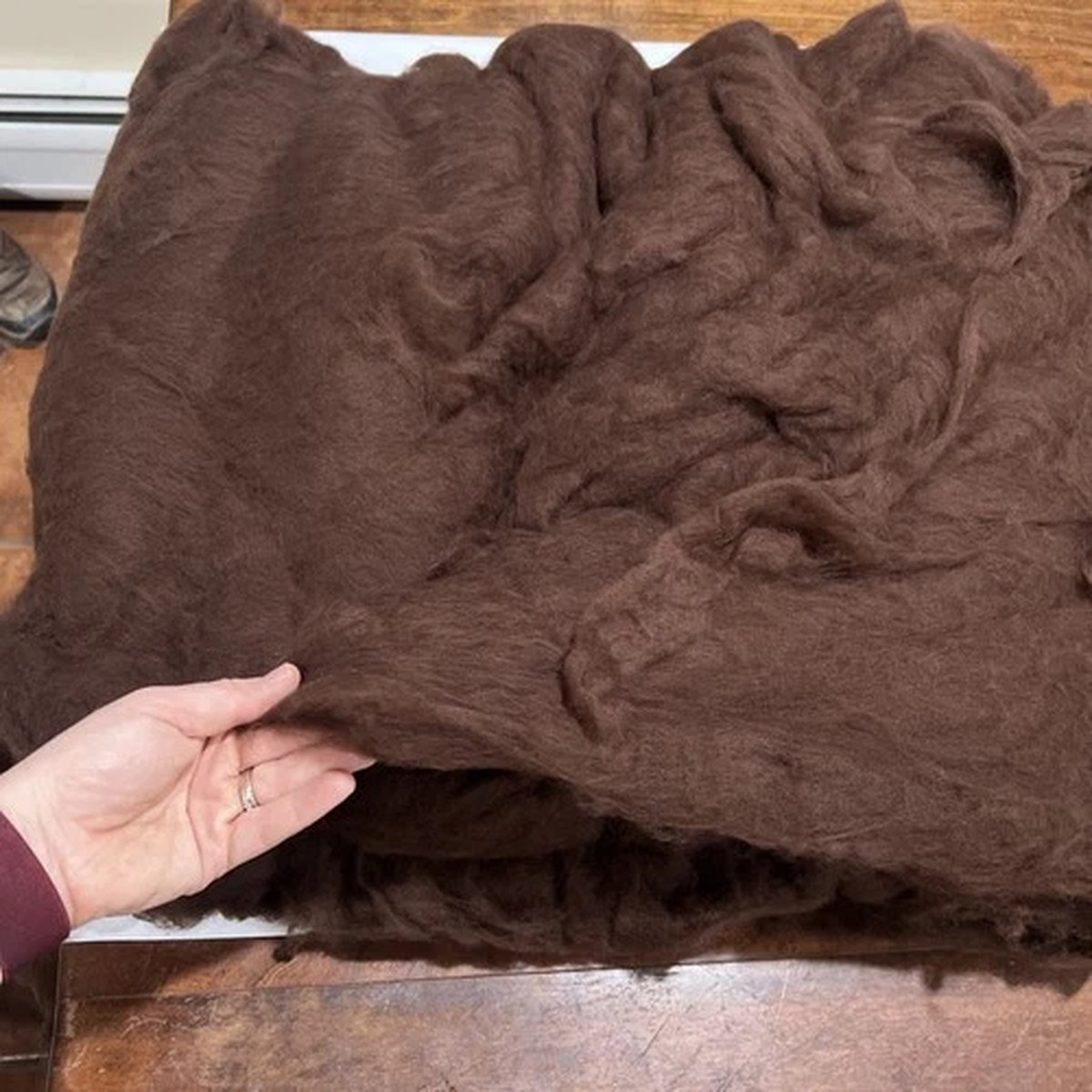 1 Lb. Merino Wool Dark Brown Carded Wool Needle Craft Felting Fiber Art