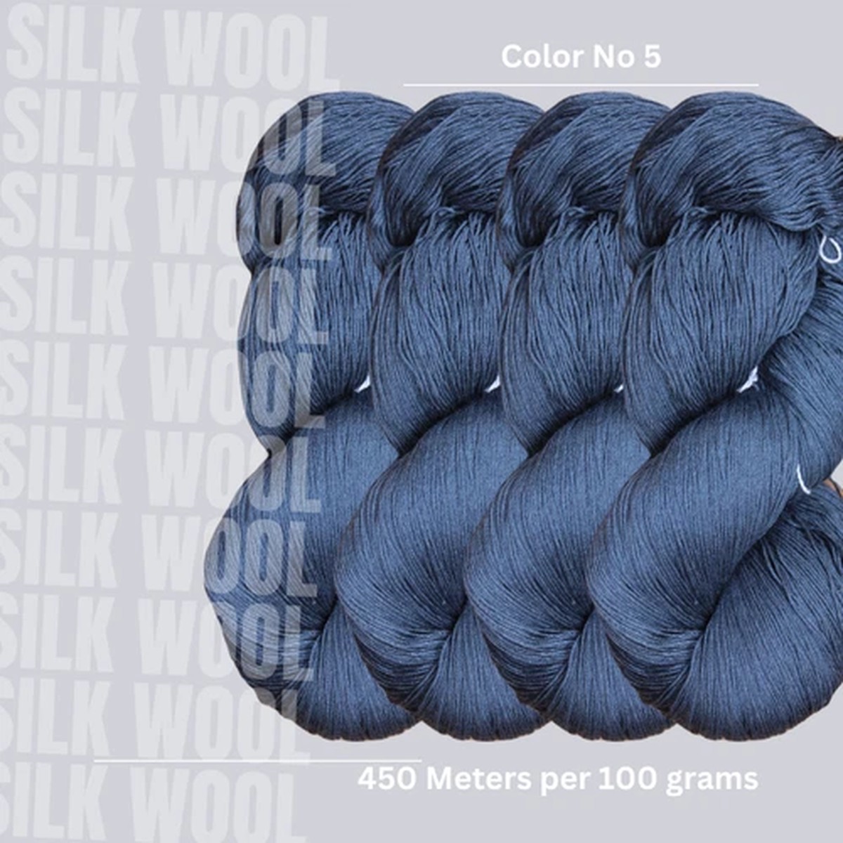 3 x 100 Grams Hank of Silk(45.4%) Wool(54.6%) Yarn - Fingering Weight Yarn - 05