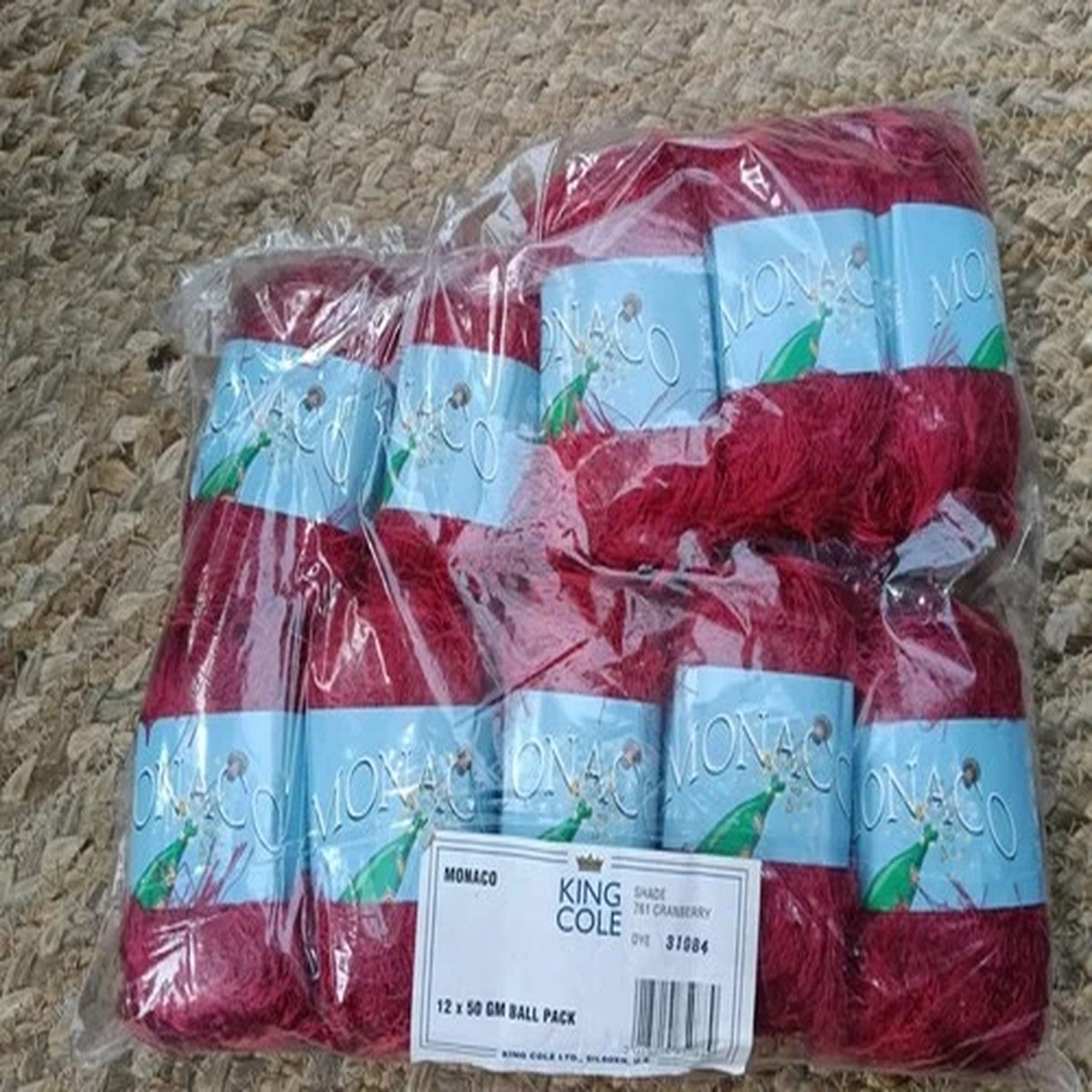 500G KING COLE MONACO 761 CRANBERRY red WOOL YARN 4mm DK eyelash plain