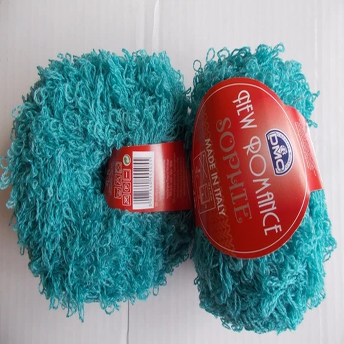 DMC New Romance Sophie wool blend loopy yarn, turquoise, lot of 2 (44 yds each)