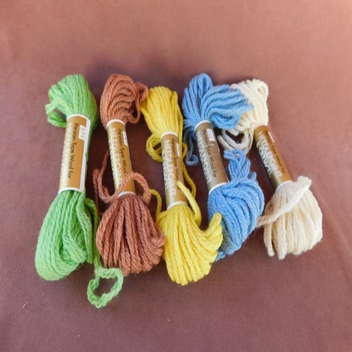 Lot of 5 - Columbia Minerva Persian-Type Wool Yarn 10 yd 3 Ply Skeins