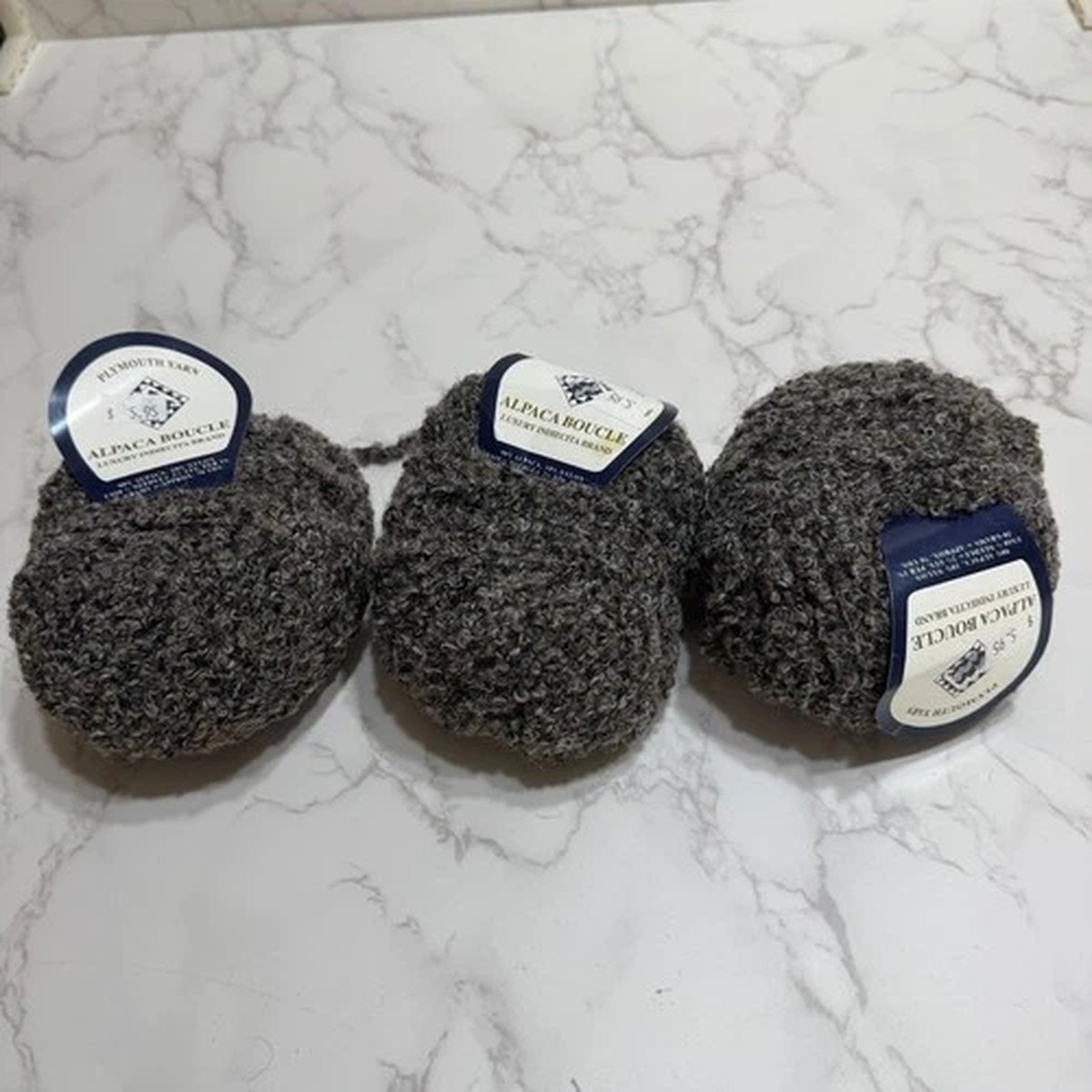 Plymouth Yarn Alpaca Boucle Luxury Indiecita Grey Brown Marled 3 Skeins Lot