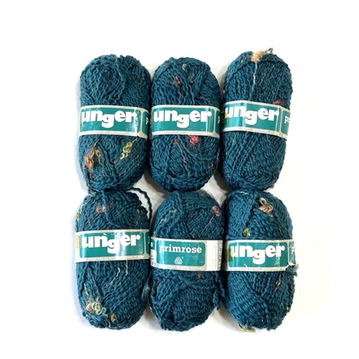 Vintage Unger Primrose Yarn Medium Aran Wool Mohair Blend 6061 Teal Lot of 6