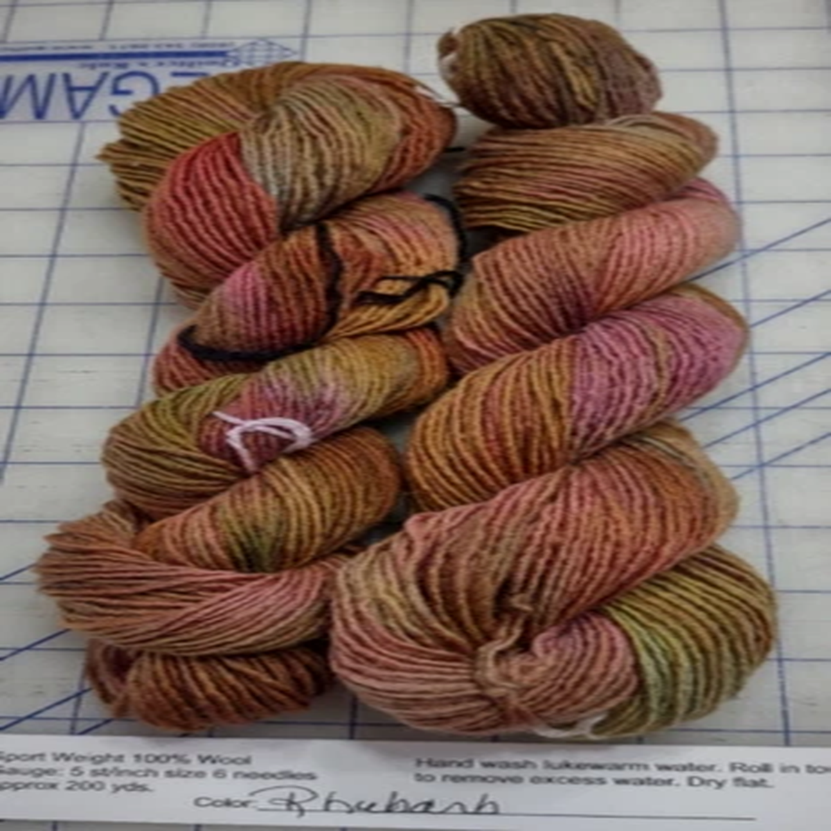 2 Skein 100% Wool Sport Wt Hand Dyed Painted 200 YDS Single Ply USA Rhubarb