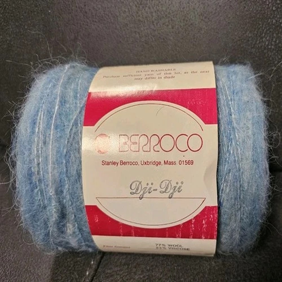 Berroco Dji Dji Wool Viscose Fuzzy Yarn Blue Large Spool
