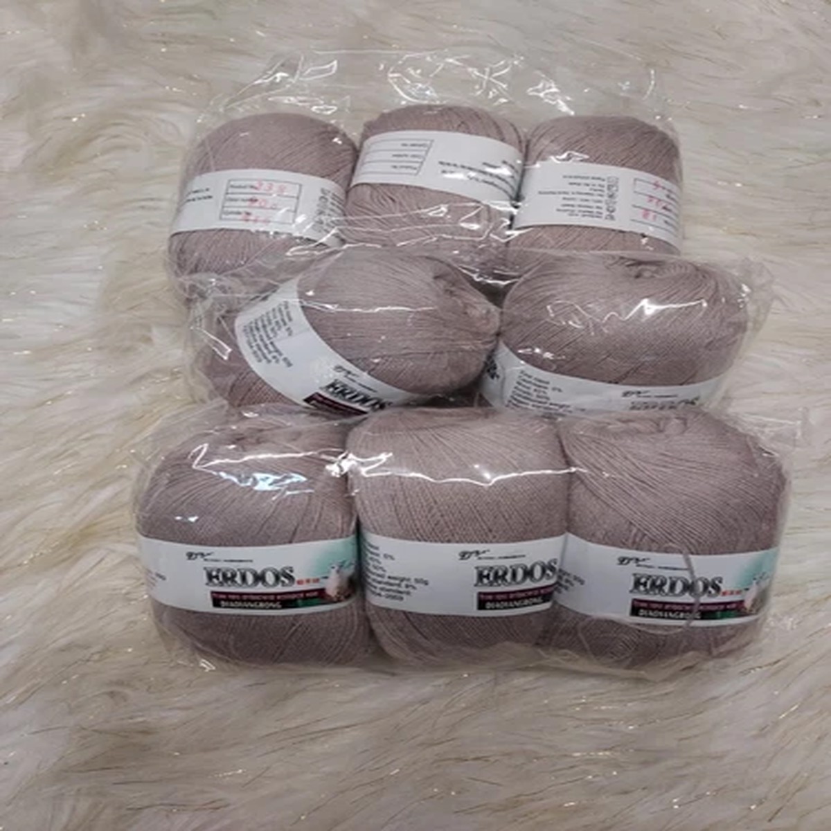 Erdos Cashmere Wool Beige Knitting Wool Yarn Eight Skein Bundle Lot Offer