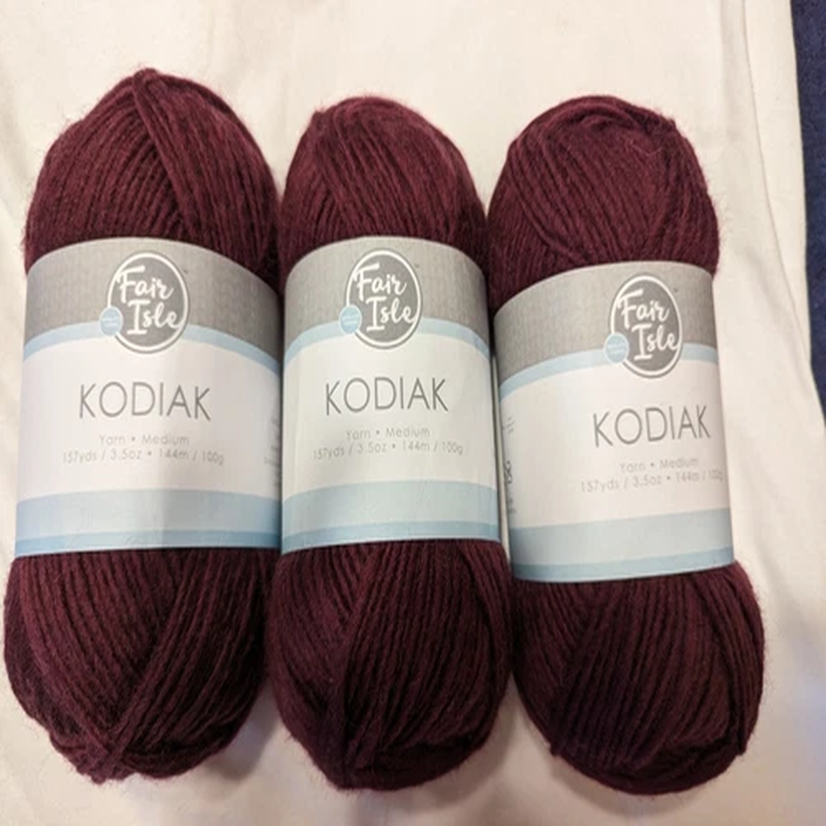 Fair Isle Kodiak Superwash Wool Yarn, 3 Skeins, Merlot