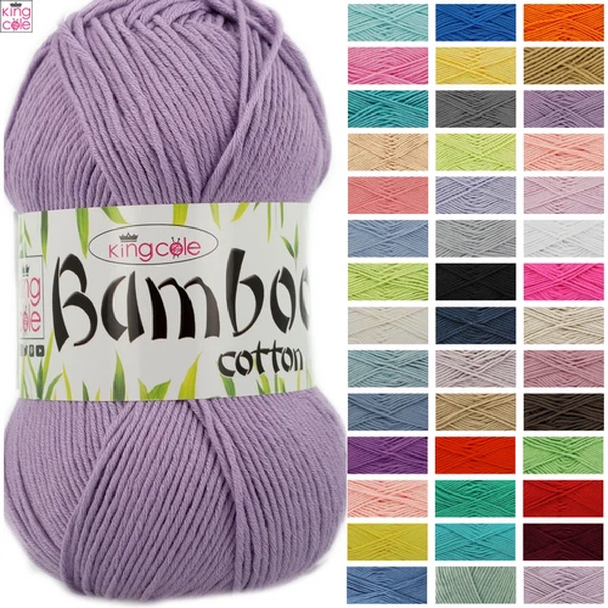 King Cole Bamboo Cotton DK 100g Yarn - All Colours Knitting Wool Yarn Acrylic