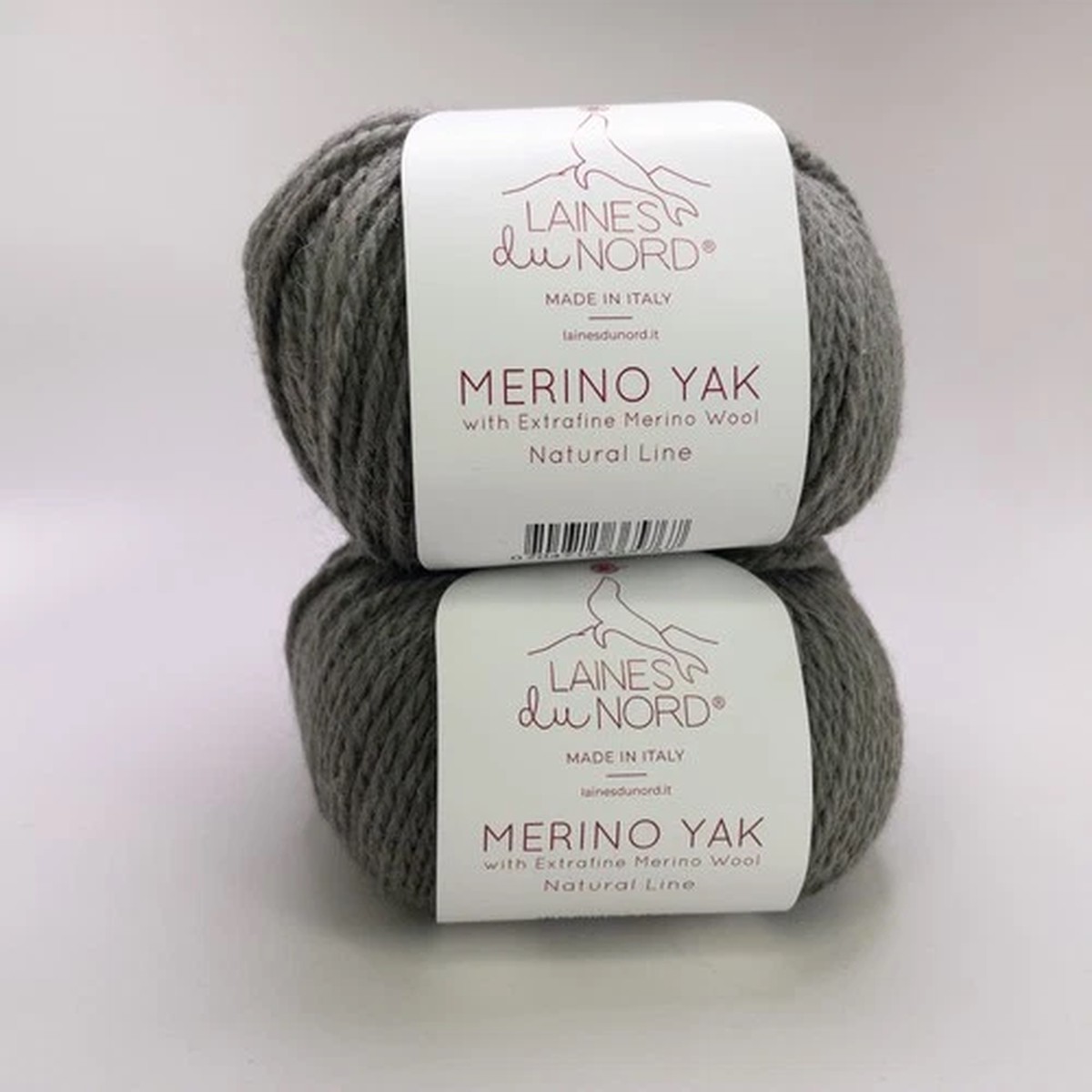 Laines du Nord Merino Yak Yarn - Lot of 2 Balls - Grey Color 10 - Matched Lot