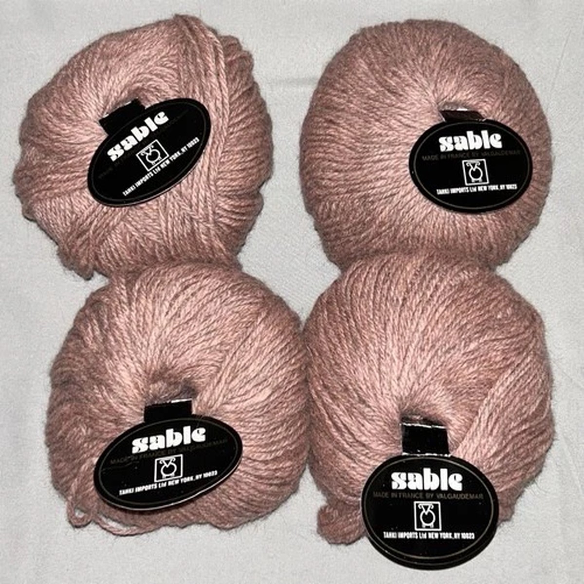 Vtg SABLE TAHKI Wool/French Angora Yarn 4 Skeins 140 yds Rose Pink #1624 Retired