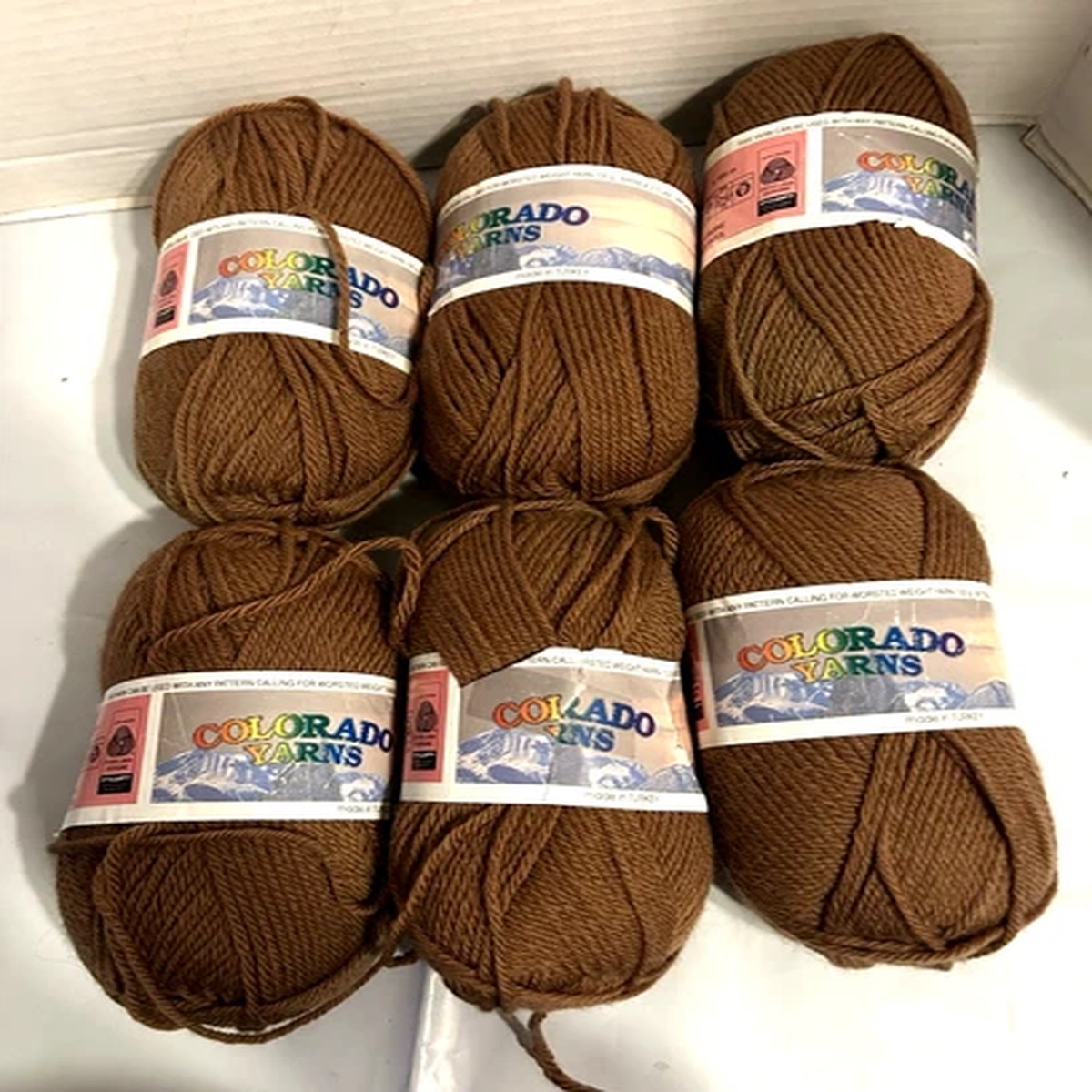 Colorado Yarns Brown 100% Virgin Wool Lot of 6 New Skein 215 yds each