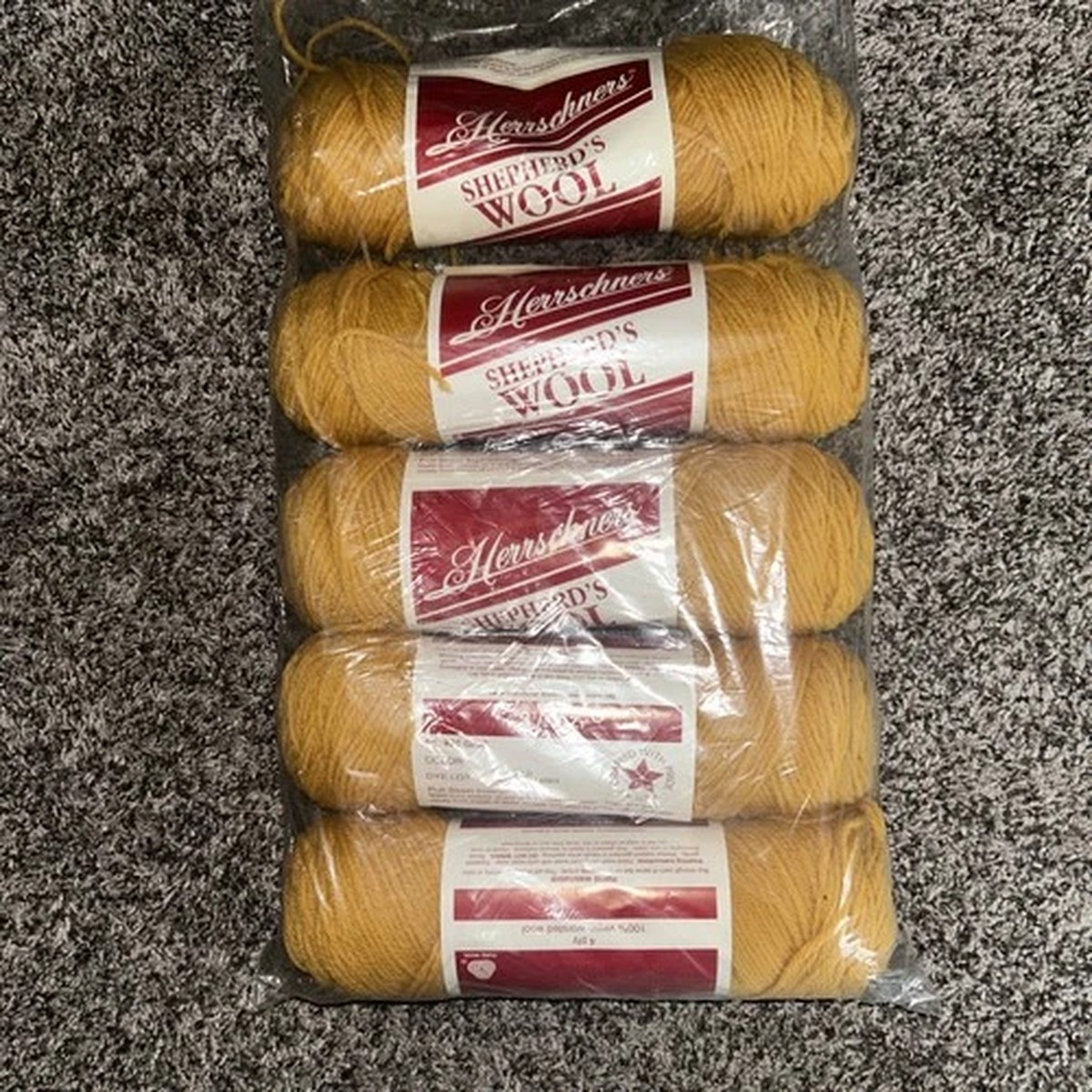 Vintage Herrschners Shepherds Wool Yarn 4 Ply Lot Of 5 #271 Gold
