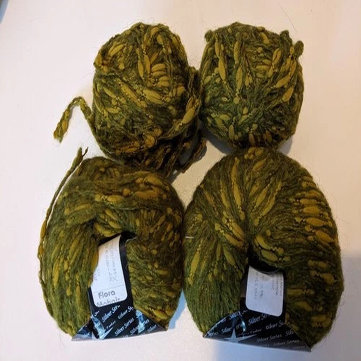 200G ICE FLORAL MOHAIR 40% kid mohair GREEN & OLIVE multi WOOL YARN 6mm Chunky