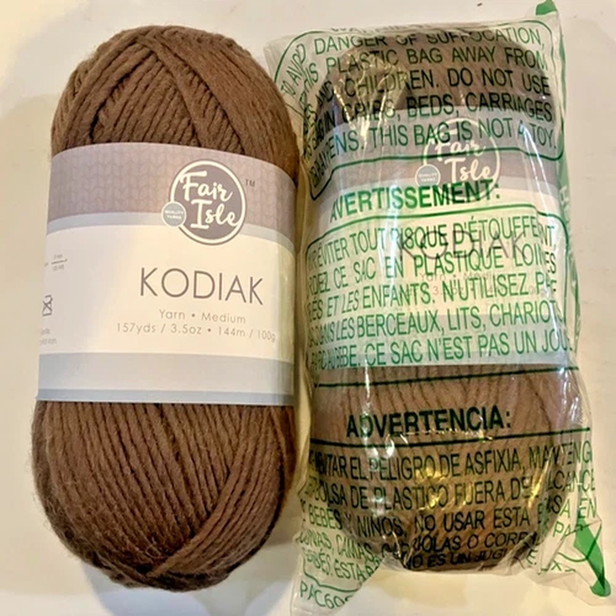 KODIAK FAIR ISLE 2 Skeins Superwash Wool Color 100 Mouse