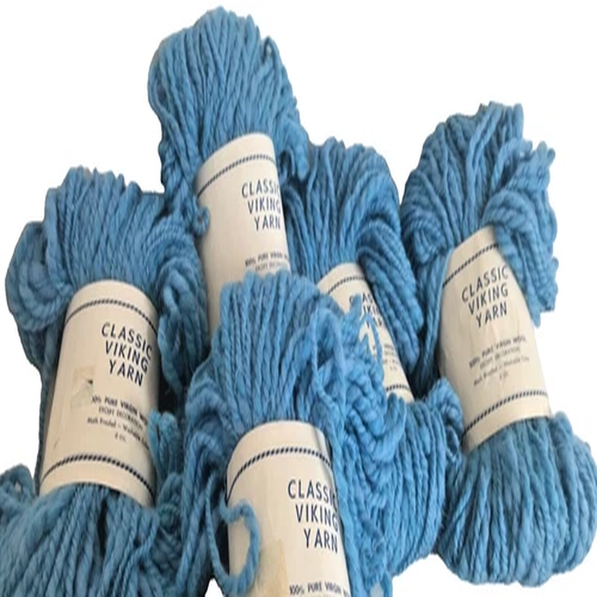 Lot of 5 Vintage Virgin Wool Yarn, Chunky Moth Proofed 2oz Azure Blue Classic Ya