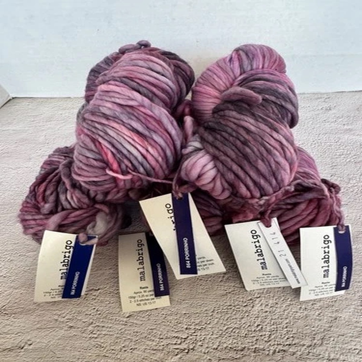 MAL ABRIGO RASTA YARN ~ Color#864-Porriniho ~ 90yds/150g ~ 100% Merino ~Lot of 5