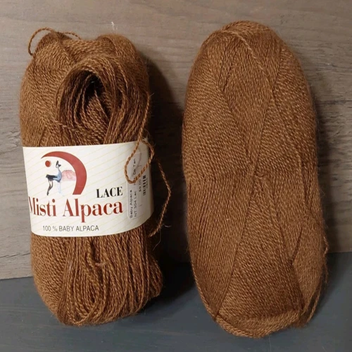 Misti Alpaca Baby Alpaca Lace Wool 437 Yards 2 Skeins 1 Fine Natural Dark Tan