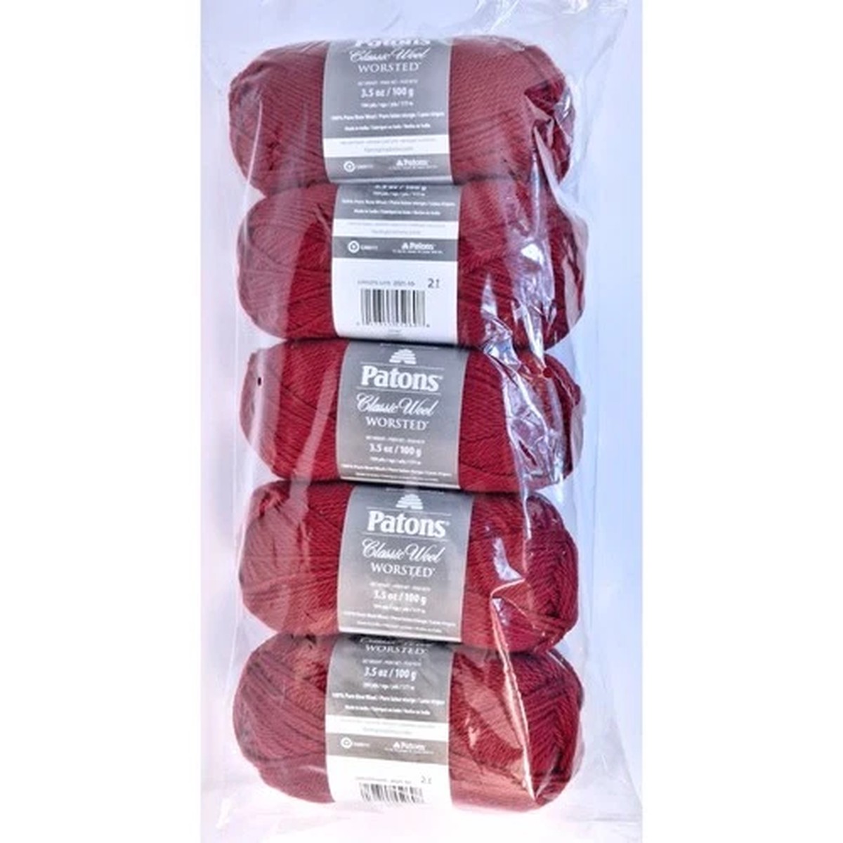 Paton's Classic Wool Worsted Yarn Color Claret Lot of 5