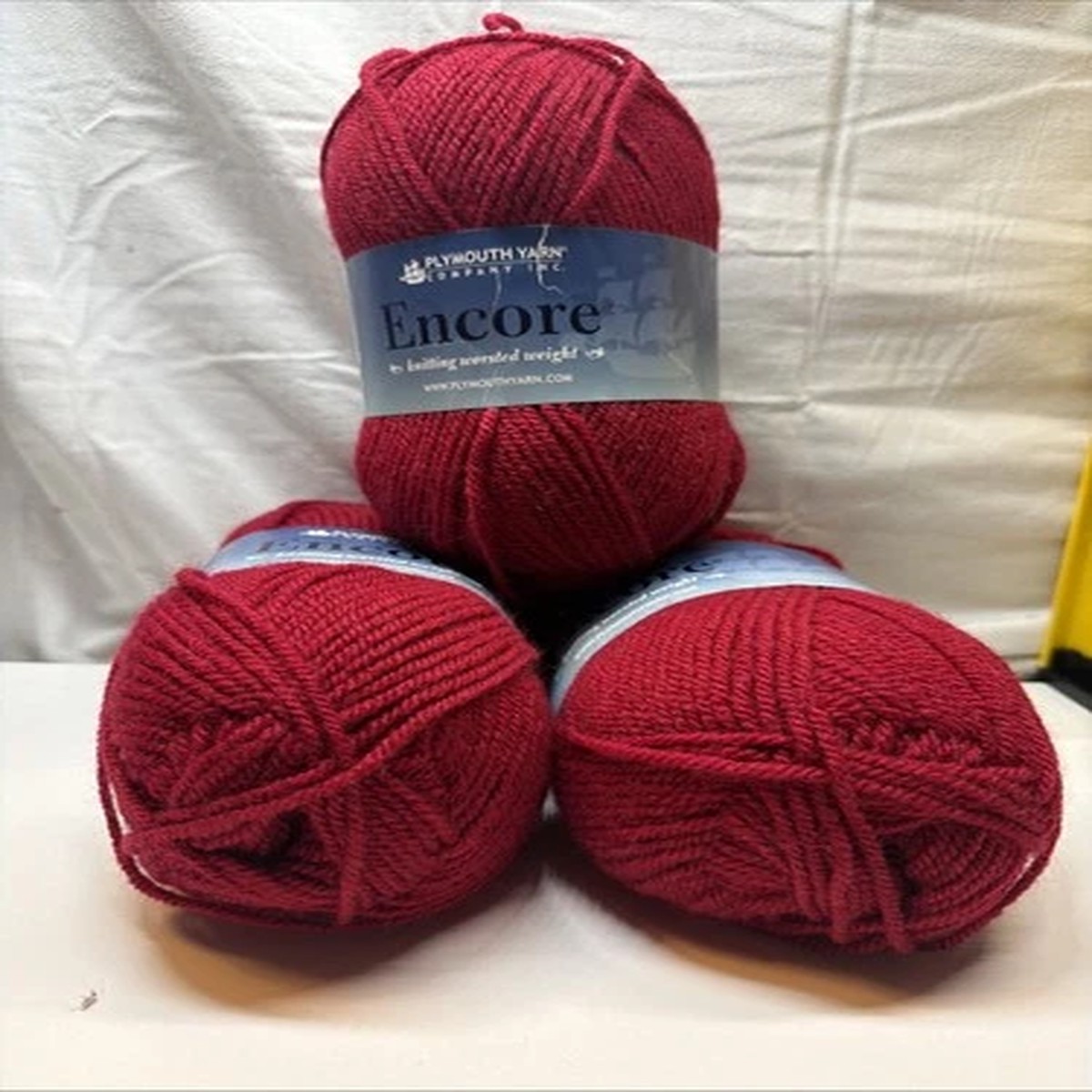Plymouth Encore Worsted Weight Yarn Lot of 3 Acrylic And Wool Blend 200yds Ea.