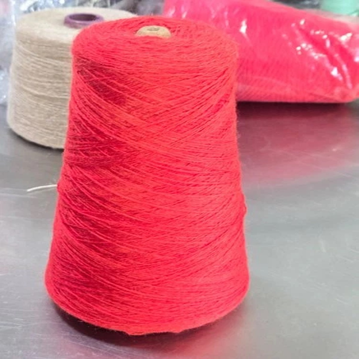 Vintage Wool / Mohair blend - LIP STICK RED Yarn CONE, 3360yds