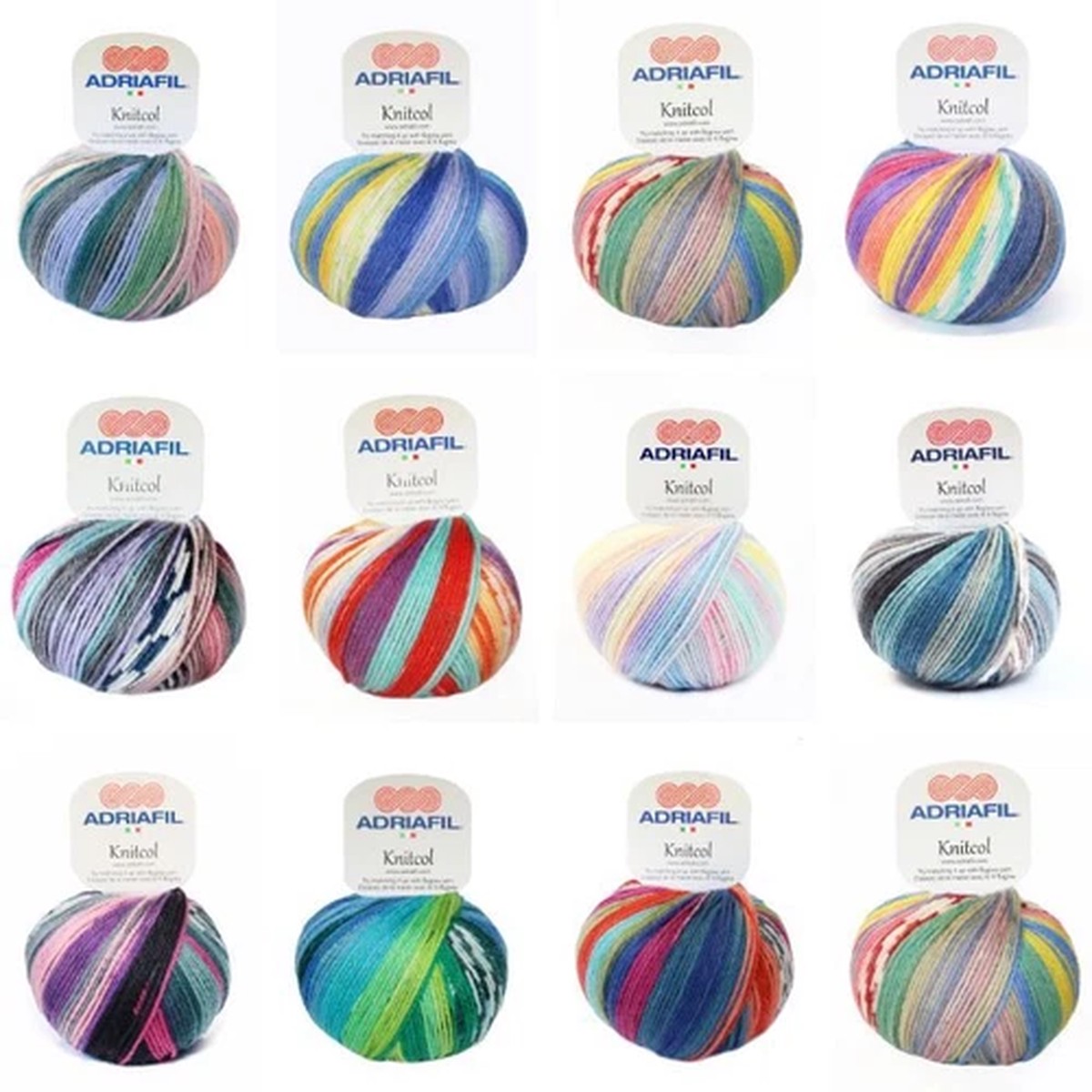 100% Italian Merino Wool Yarn - 50g Adriafil Knitcol DK Self-Striping Washable