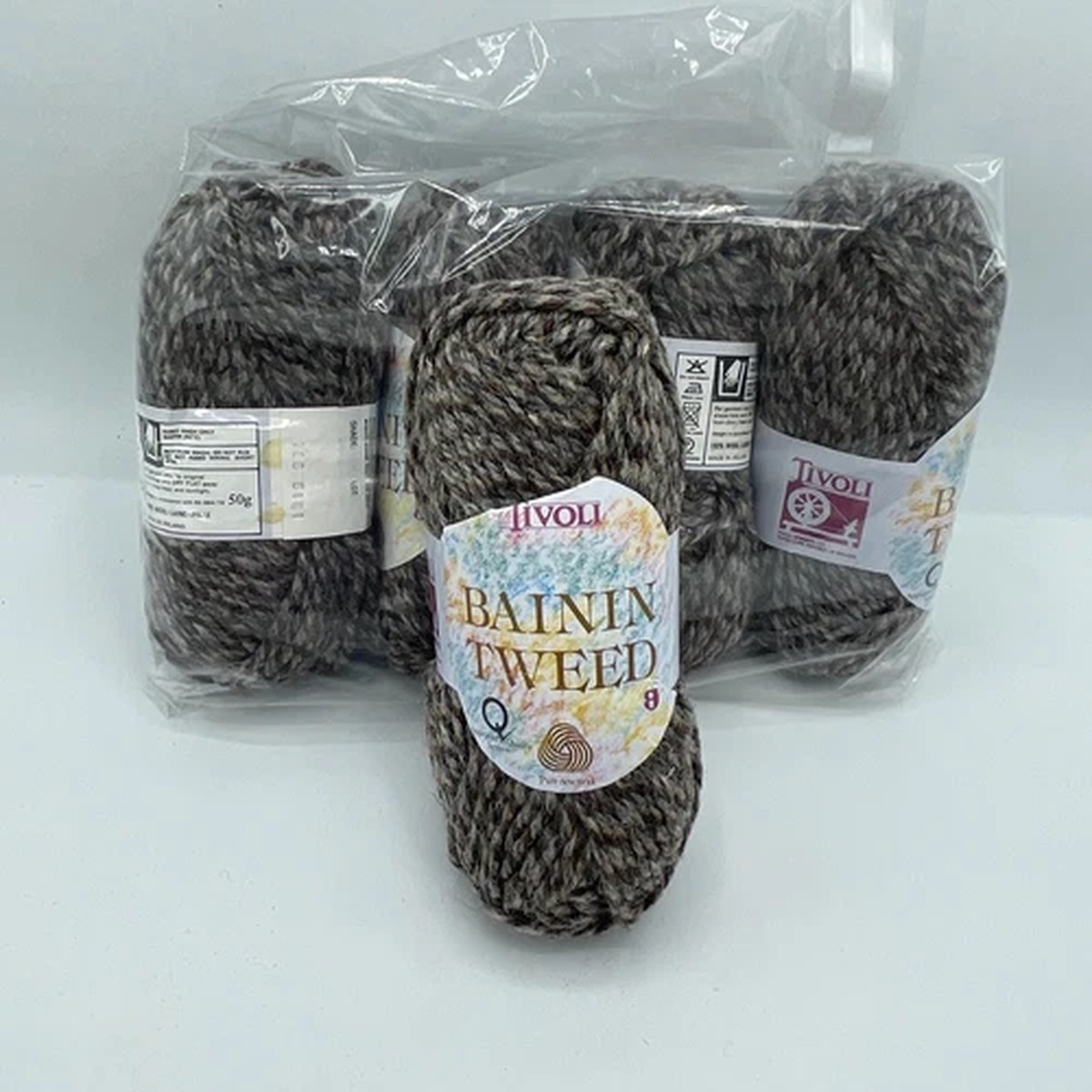 11 HTF Discontinued Tivoli Bainin Tweed Wool Yarn Skeins Ireland Grey Brown