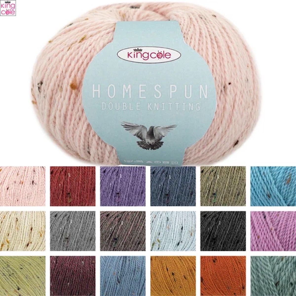 King Cole Homespun DK 50g Yarn - All Colours Knitting Wool Yarn Acrylic Crochet