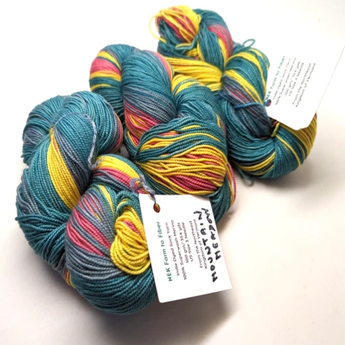 3 Matched Hanks NEK VT Farm to Fiber - Handpainted Merino Sock - Mountain Meadow