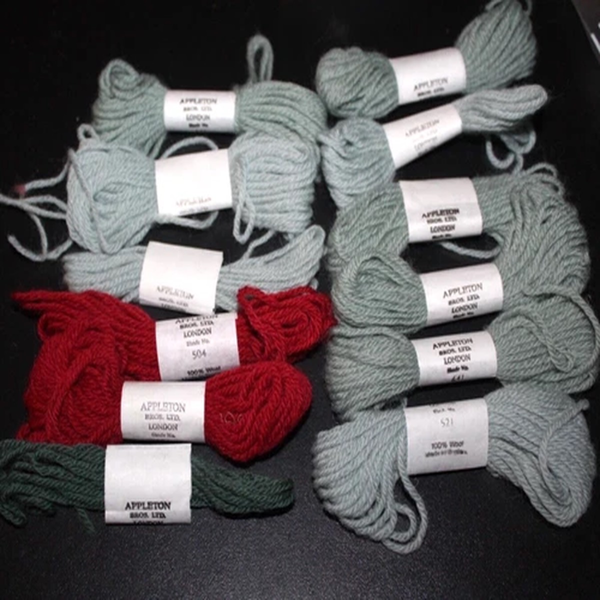 Appleton Wool Yarn Lot Made in London Grey Burgandy 10 Complete R -=