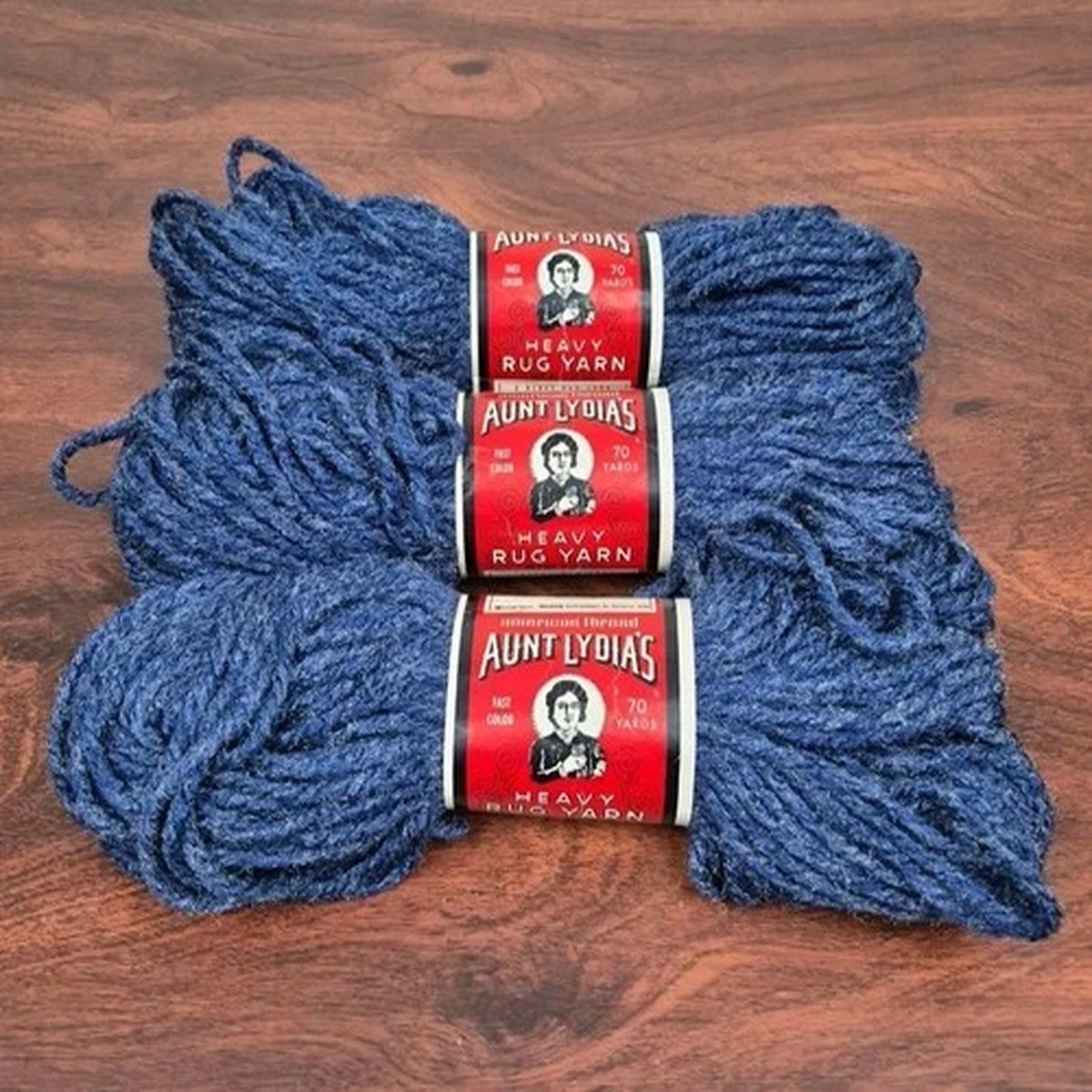 Aunt Lydia's Heavy Rug Yarn Skeins 205 Navy Heather Rayon/Polyester Lot of 3