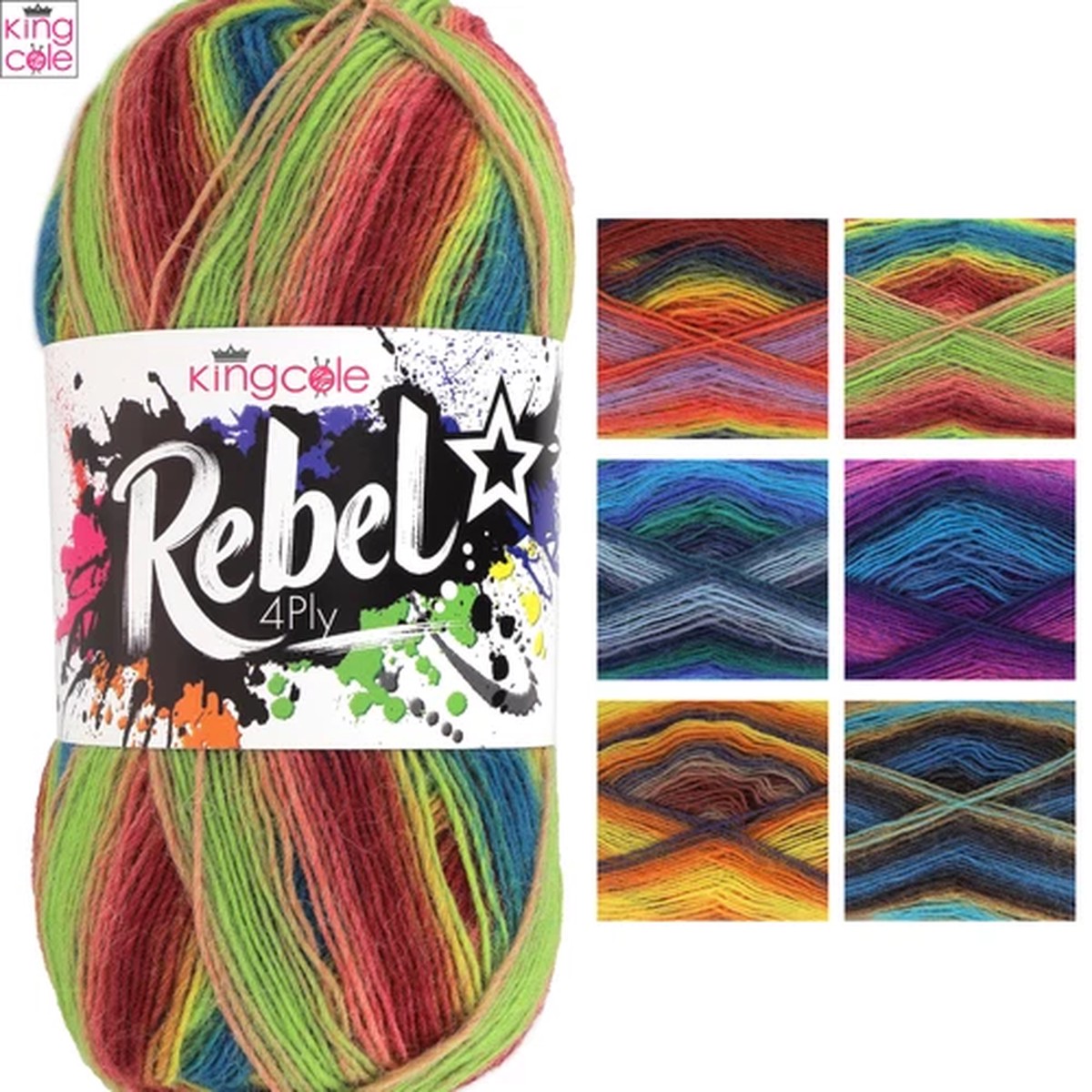 King Cole Rebel 4Ply 100g - All Colours75% Superwash 25% Nylon Yarn wool Knit