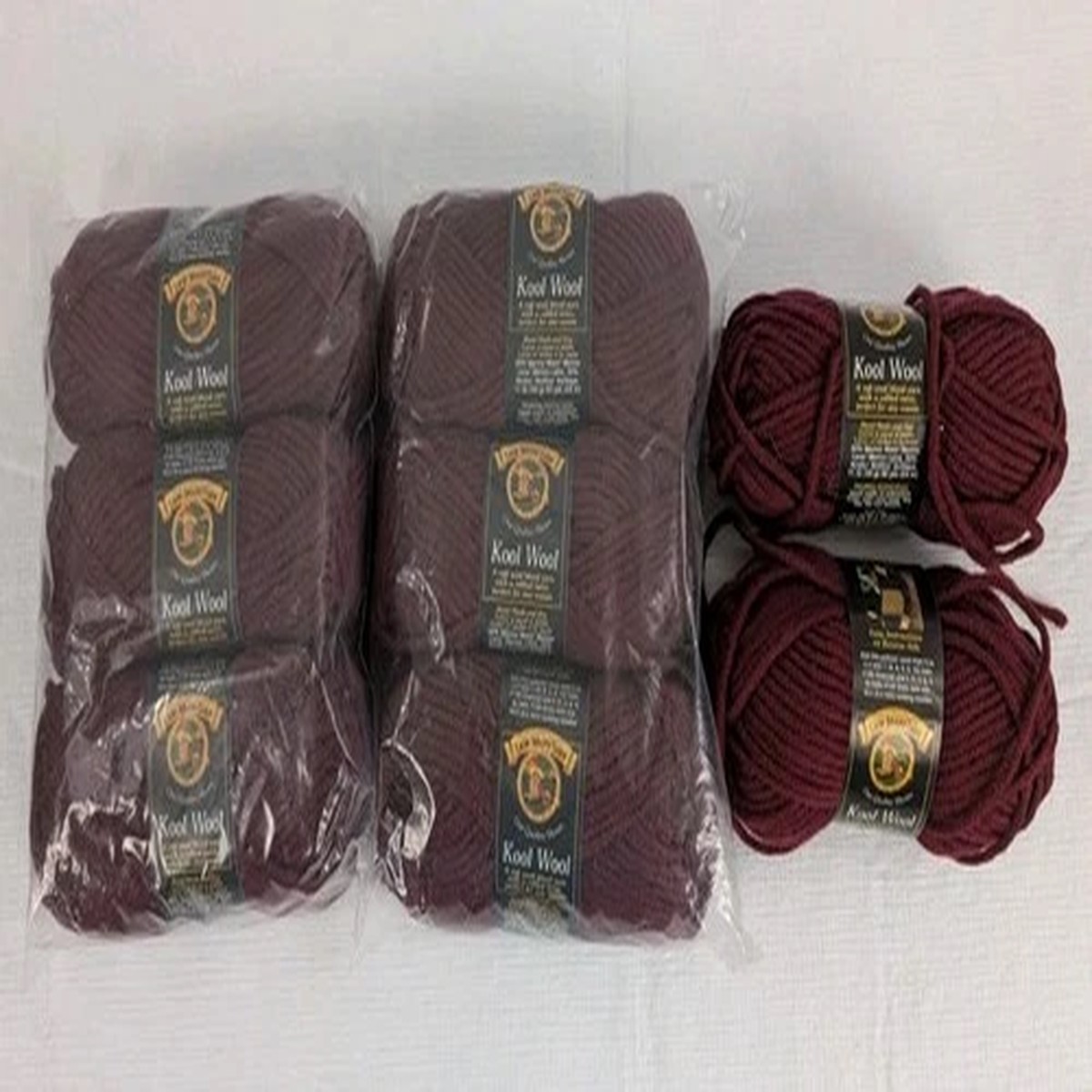 Lion Brand Kool Wool Yarn 8 Skeins Claret (Maroon) New Same Lot