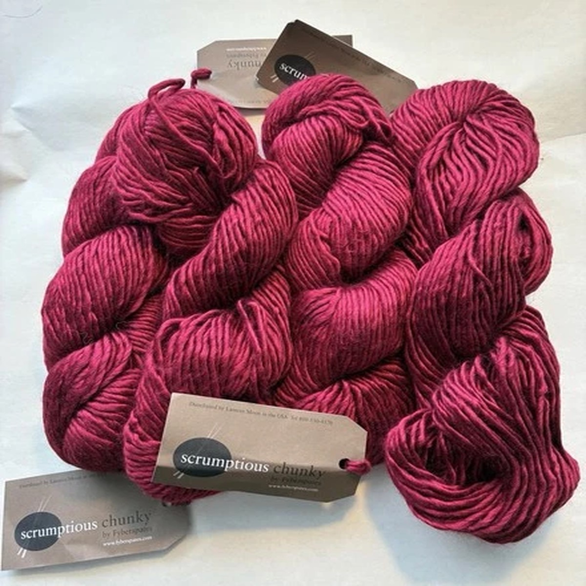 Lot of 4 Skeins Cherry Fyberspates Scrumptious Chunky Silk/Merino Yarn