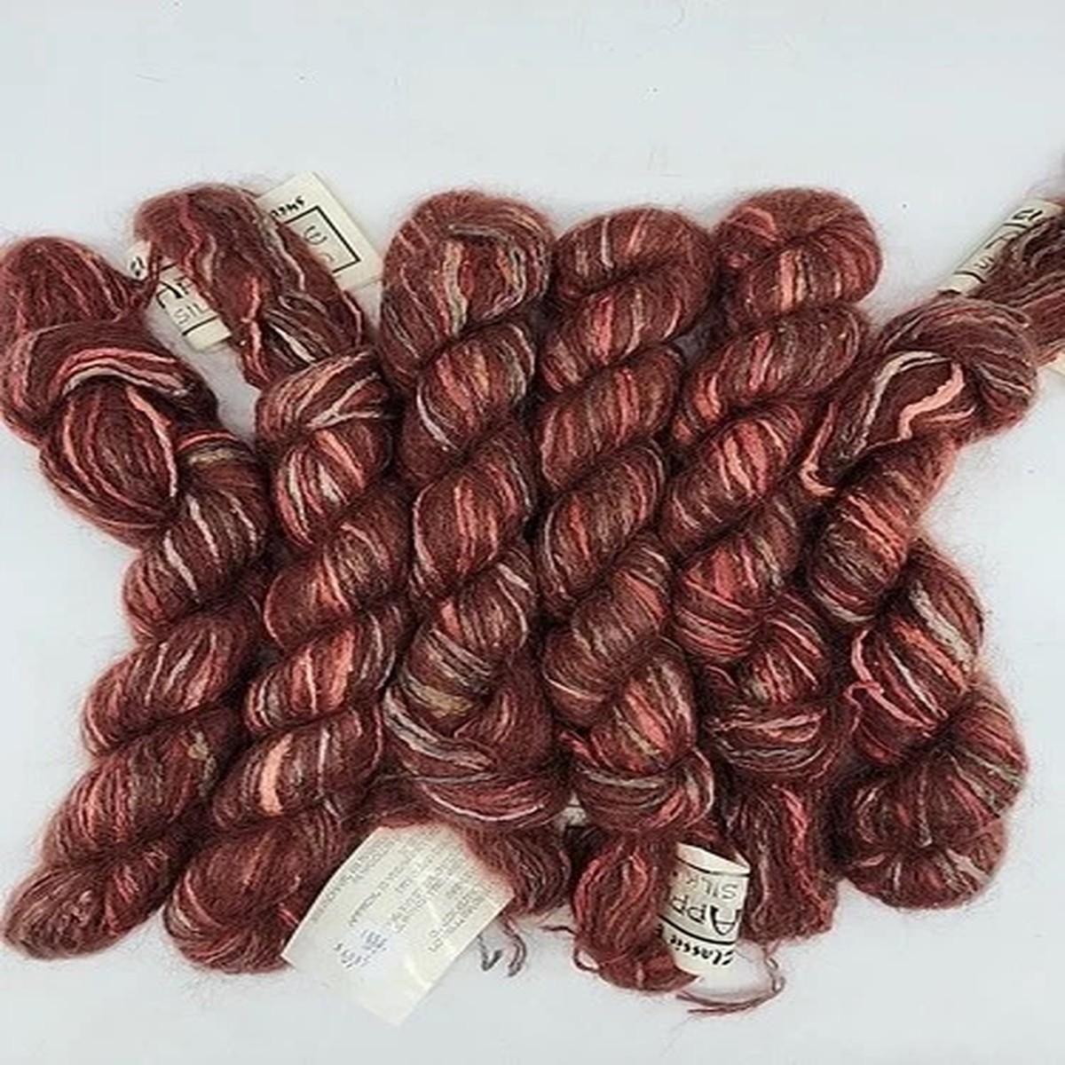 Lot Of 6 Hanks Classic Elite Yarns Applause Mohair/Rayon/Silk/Wool 1856 RED