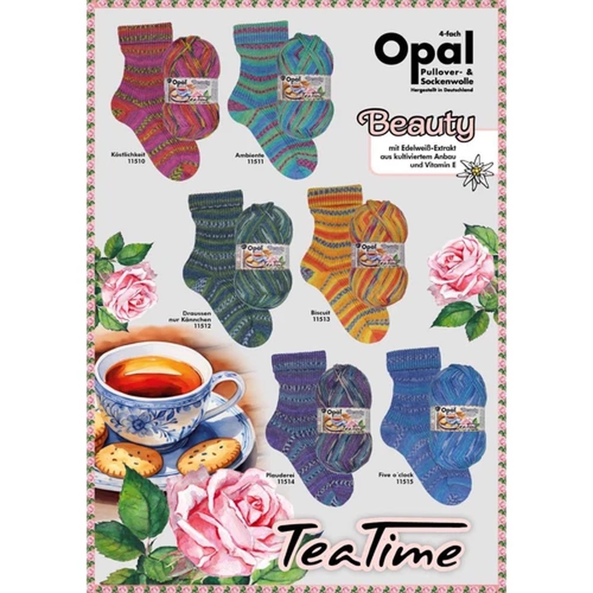 Opal "Beauty Tea Time" 4ply Sock Yarn 100g Knitting Crochet Wool - Full Range