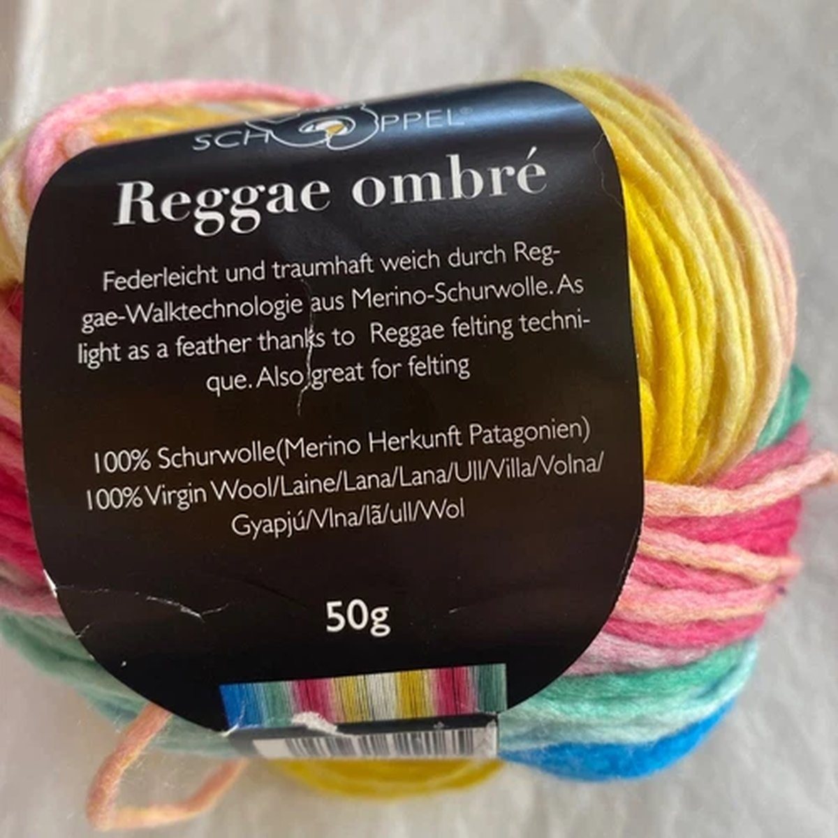 Schoppel Reggae Ombr 100% Merino yarn, 109 yds.