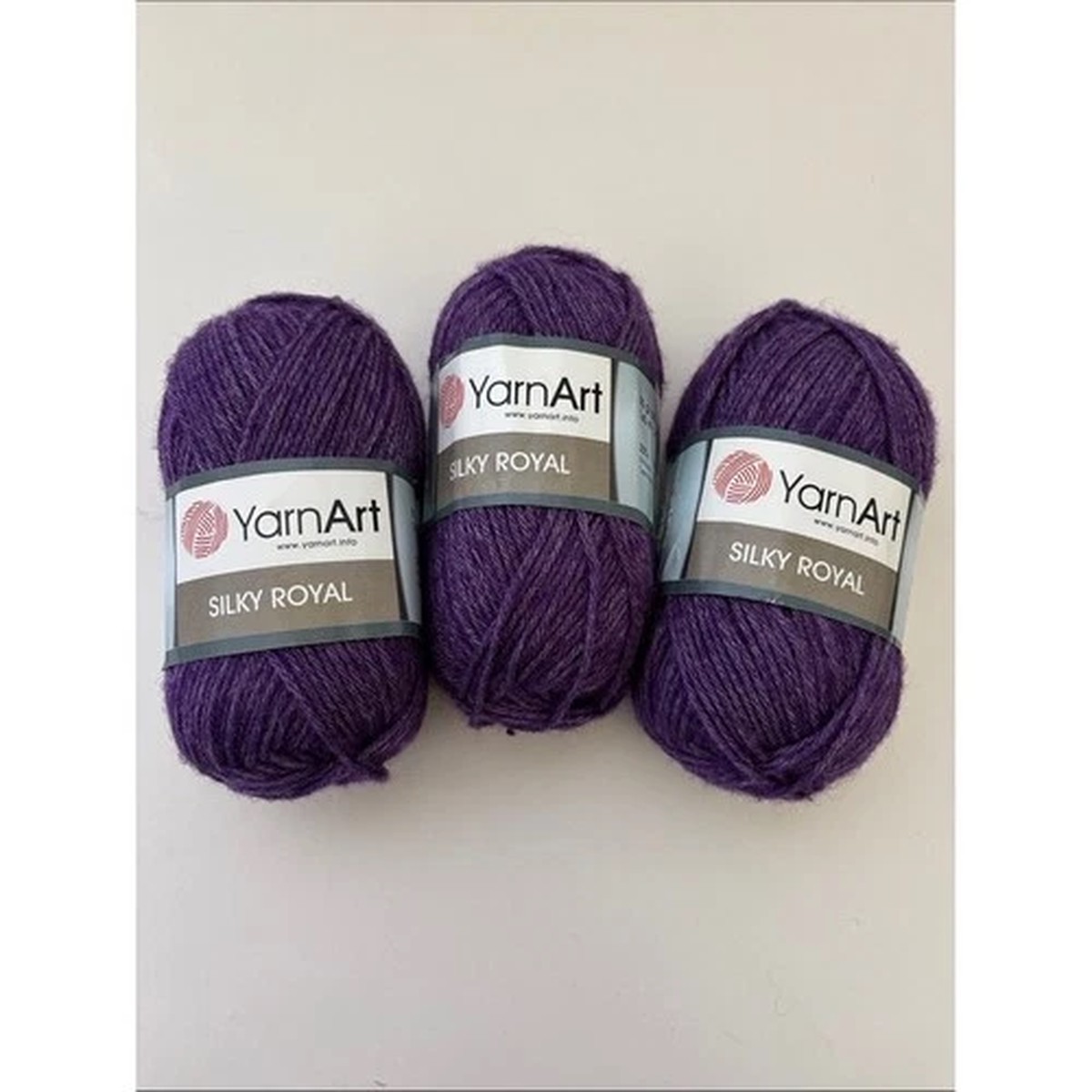 YarnArt Silky Royal Silk Merino Wool Yarn Made In Turkey Purple (3) Skeins