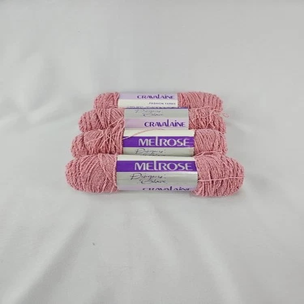 MELROSE CRAVALAINE Fashion Yarn Columbine Pink 64% Wool. 2oz. USA 4 Skeins